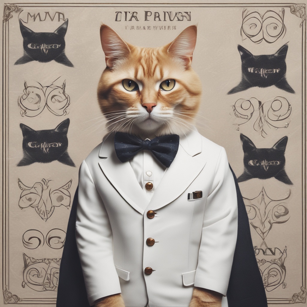 Sophisticated cat meme wearing luxury brand items